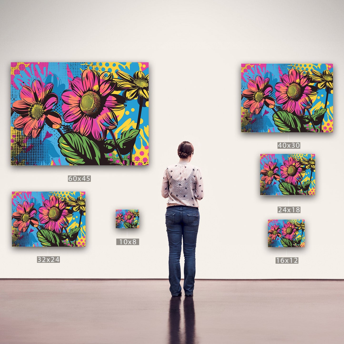 Flowers in Pop Art Printed Style - Blossoms of Creativity