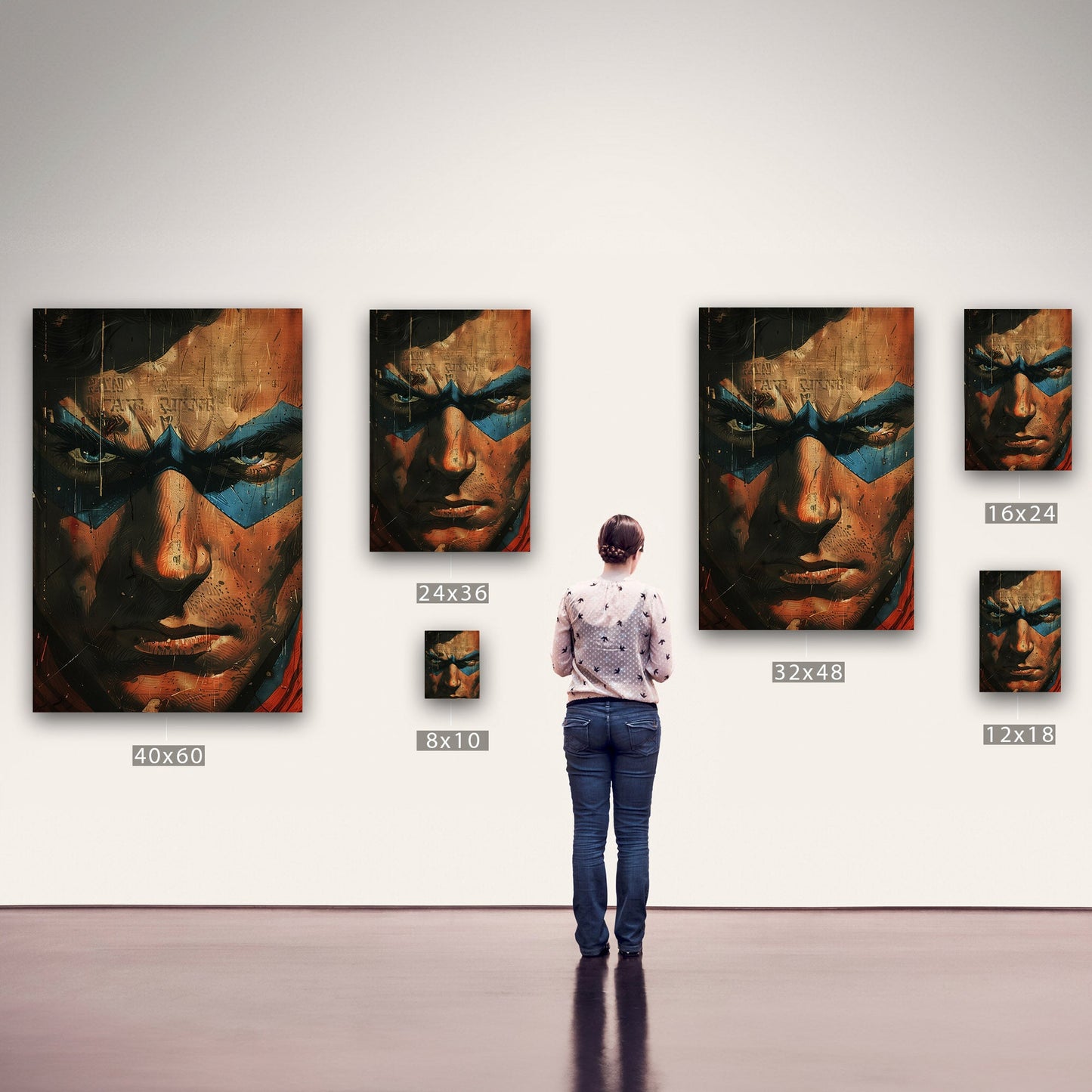 Comicbook style closeup superhero face portrait - Epic Heroic Vintage Comic Closeup Art