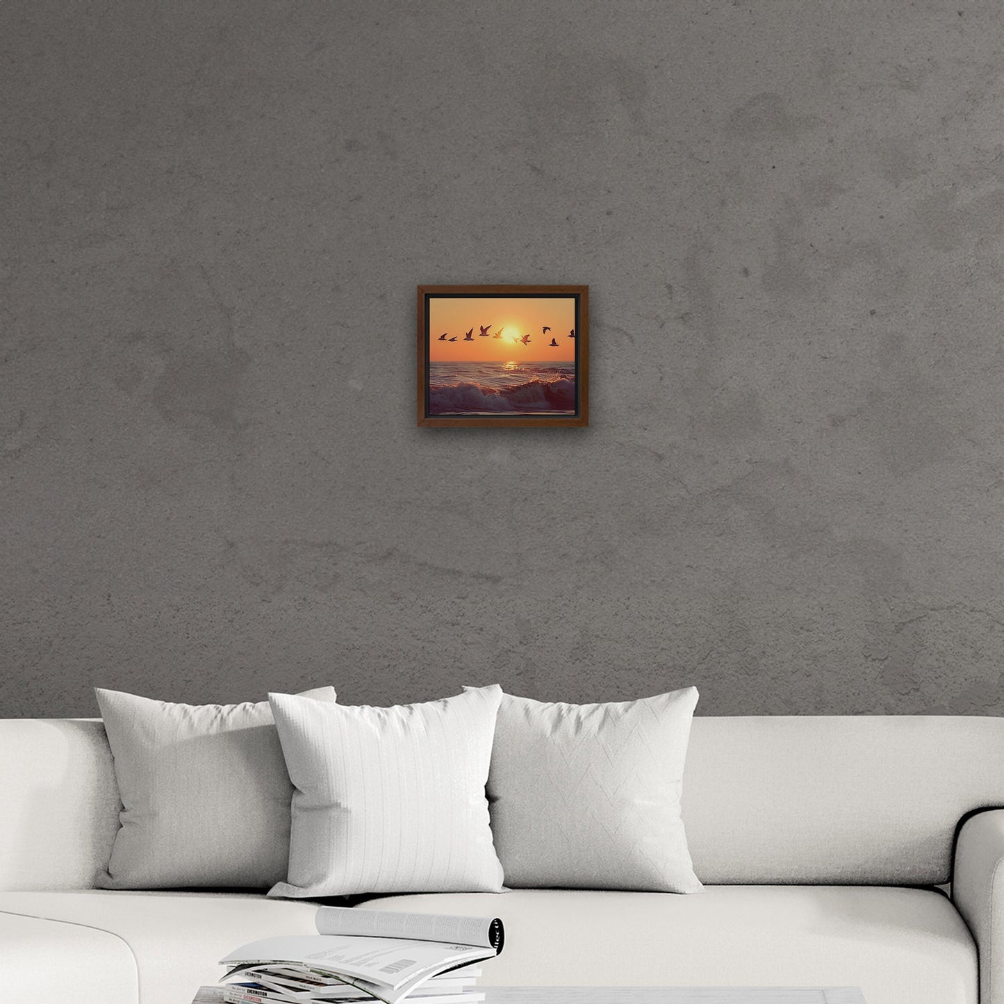 Soothing blend of colors and seagulls - Tranquil Ocean Sunset