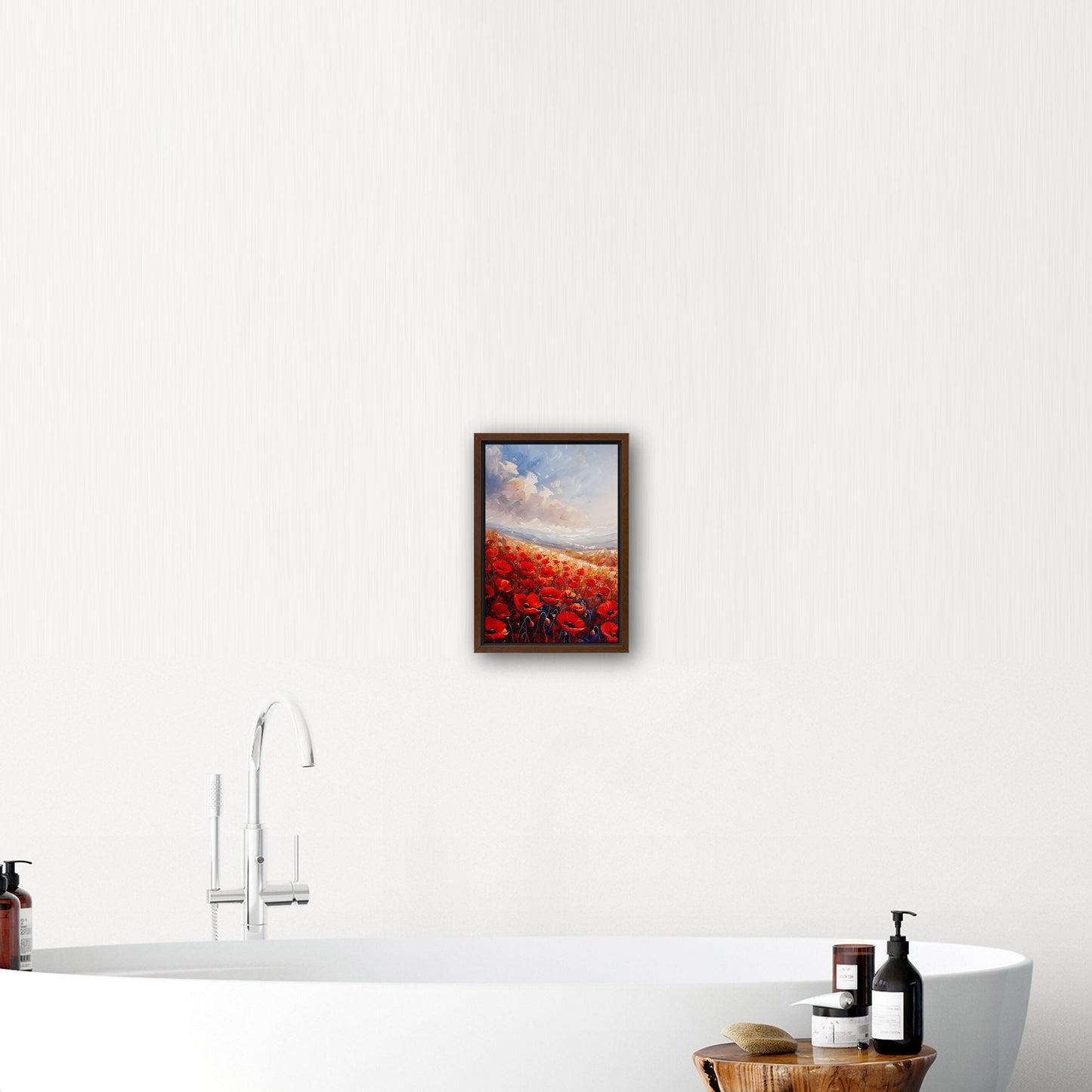 Poppy Field Painting in Minimalist Style - Serene Elegance