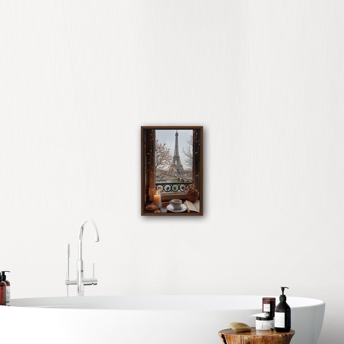Cozy Paris Cafe Scene with Eiffel Tower View
