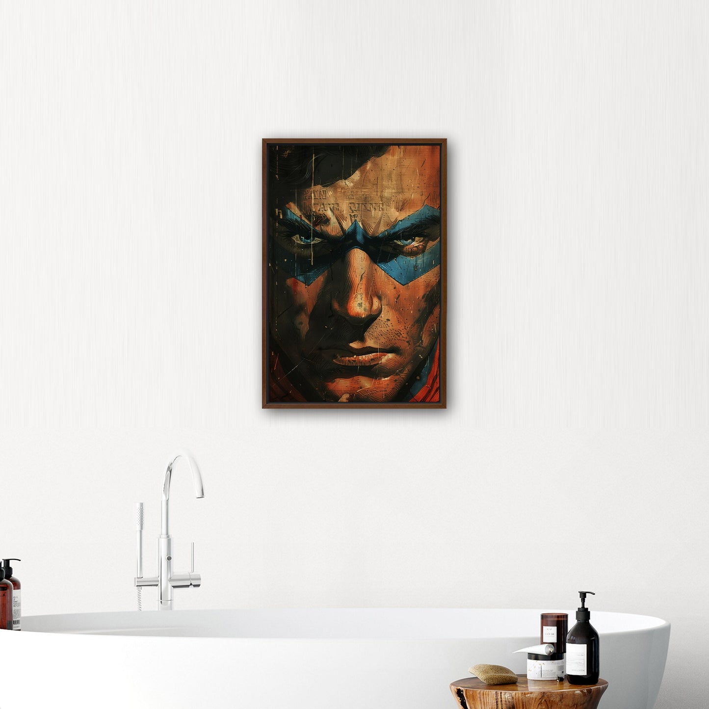Comicbook style closeup superhero face portrait - Epic Heroic Vintage Comic Closeup Art