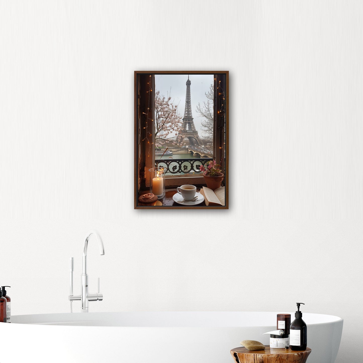 Cozy Paris Cafe Scene with Eiffel Tower View