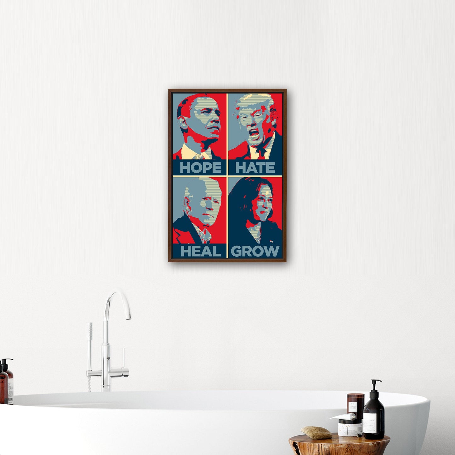 Obama, Trump, Biden, Harris - Hope, Hate, Heal, Grow Hope-style Poster 2024 Presidential Election