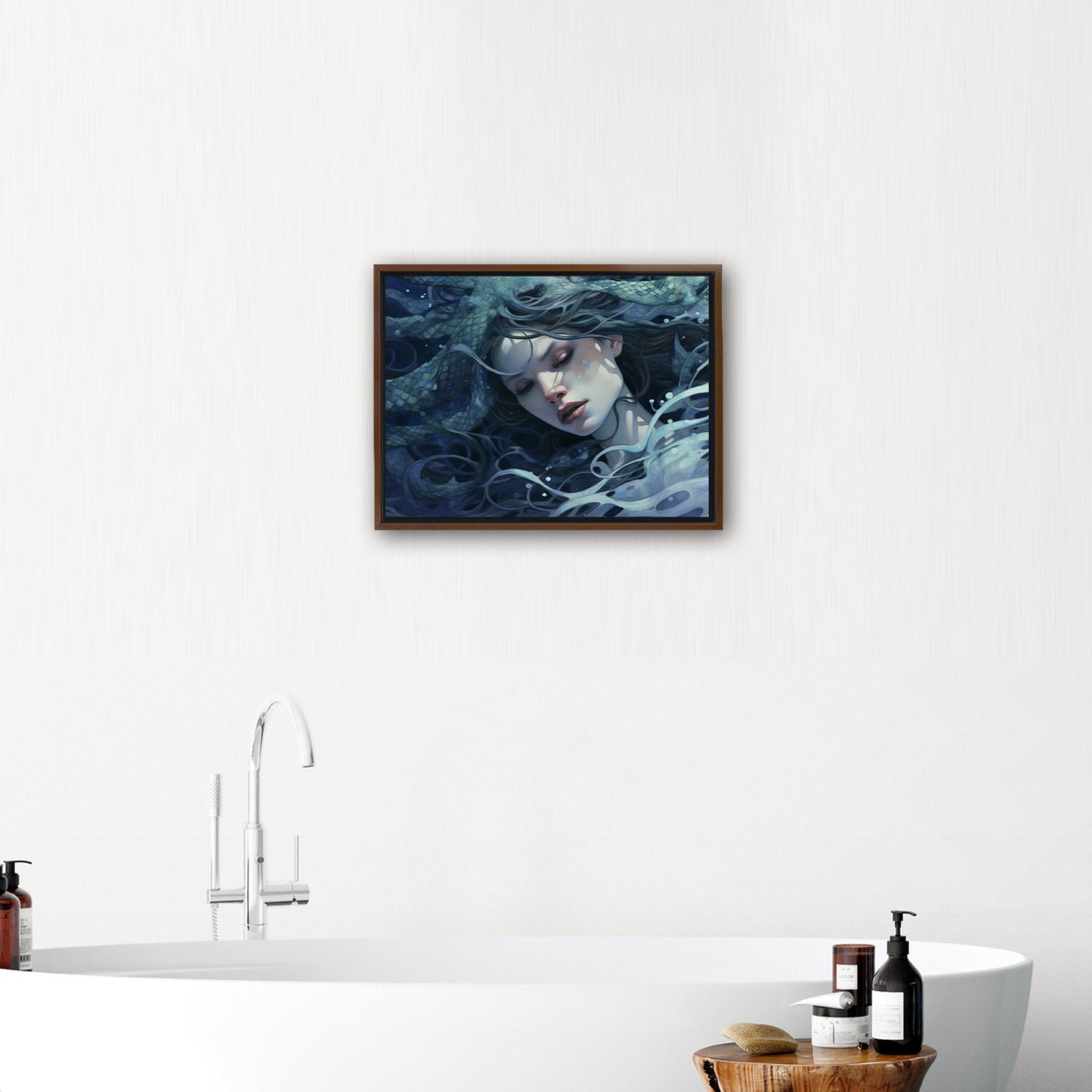 Mermaid Facial Portrait in Watercolor Blues - Mystic Mermaid: Secrets of the Sea
