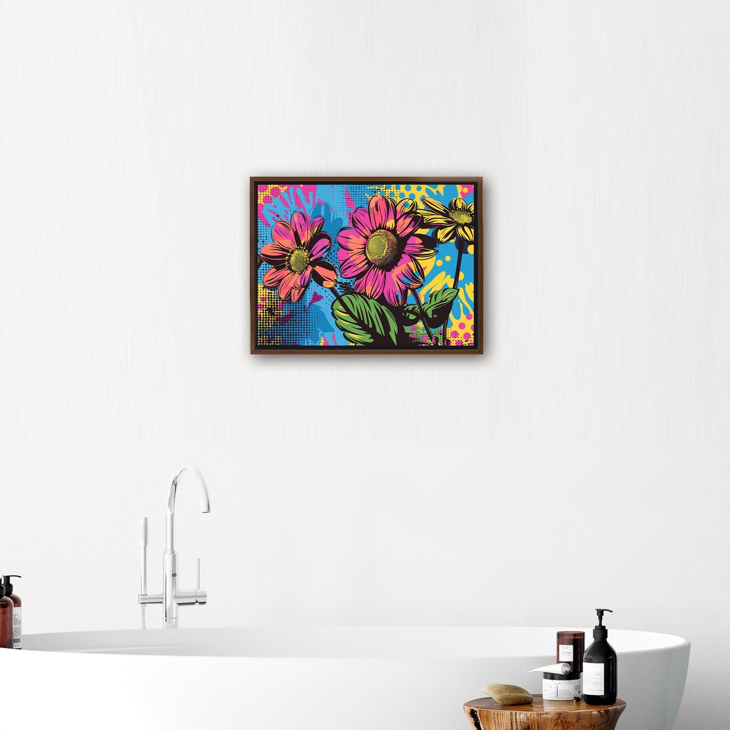 Flowers in Pop Art Printed Style - Blossoms of Creativity