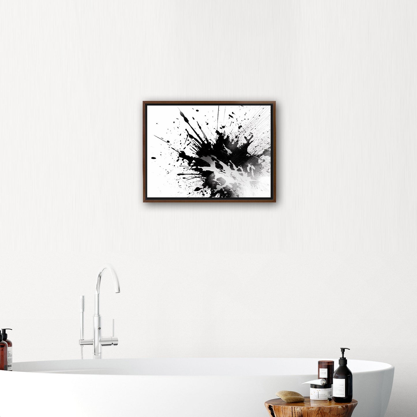 Black and white abstract ink splatter art - Captivating Monochrome Ink Splatter Zen