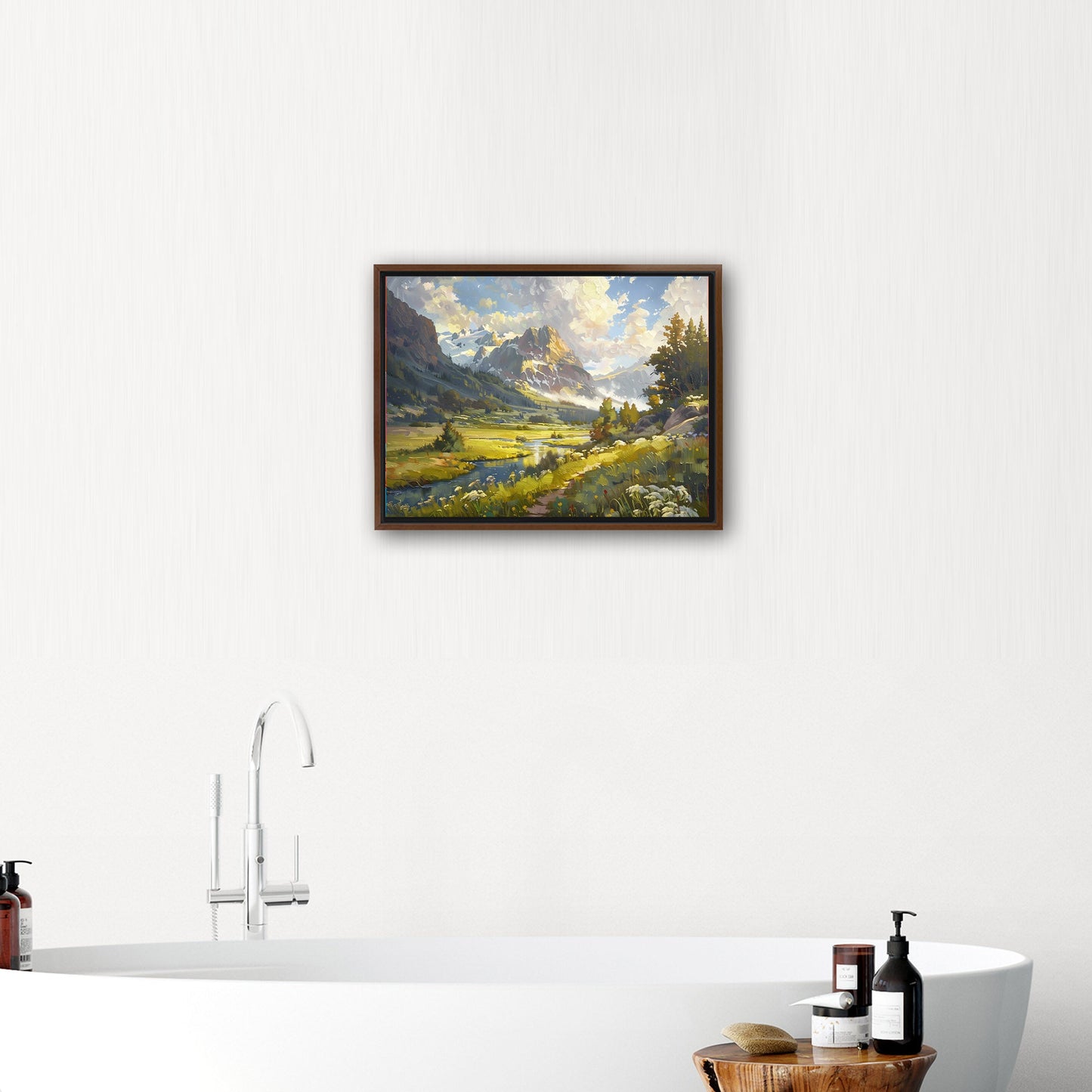 Vibrant landscape oil painting capturing nature's essence - Enriched Elegance
