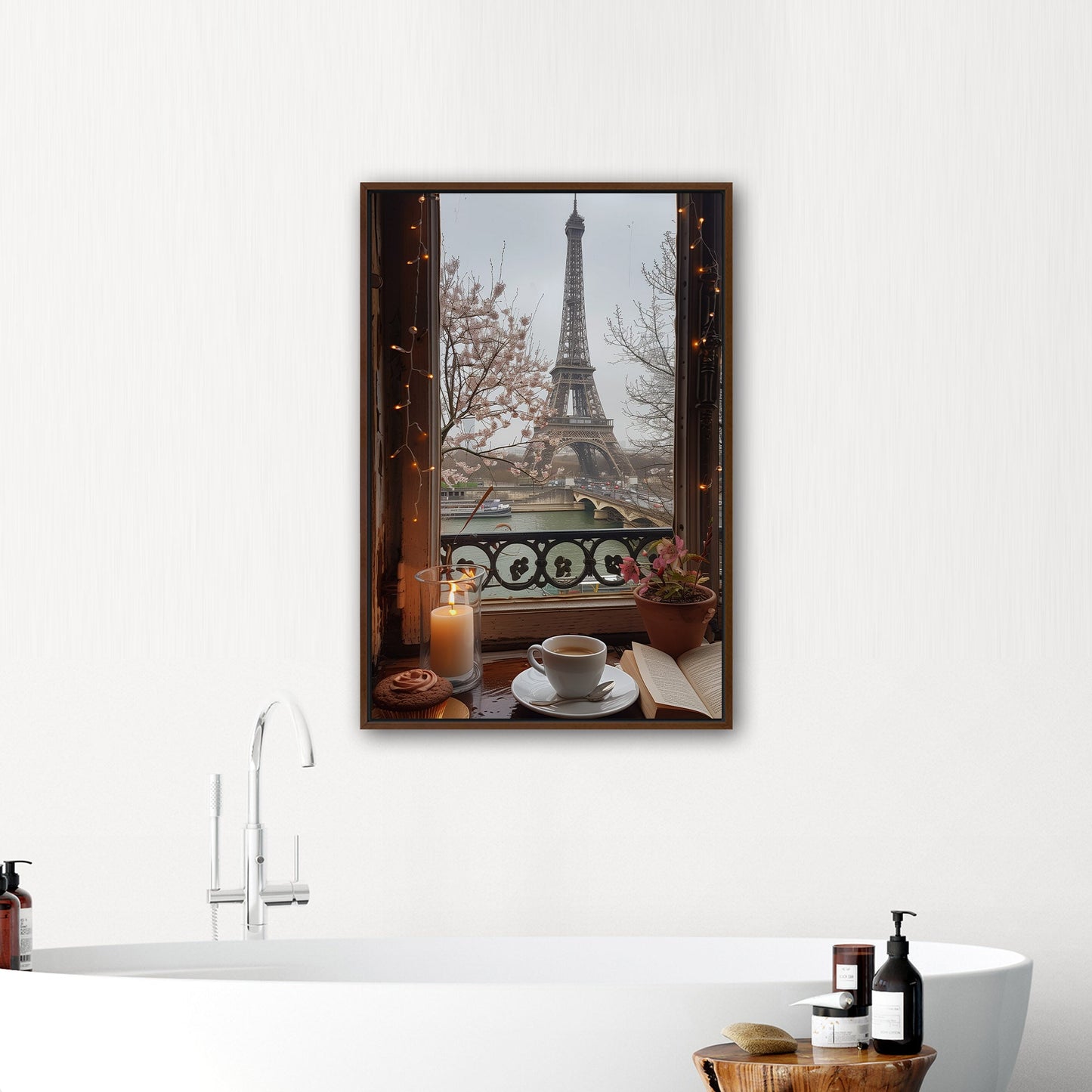 Cozy Paris Cafe Scene with Eiffel Tower View