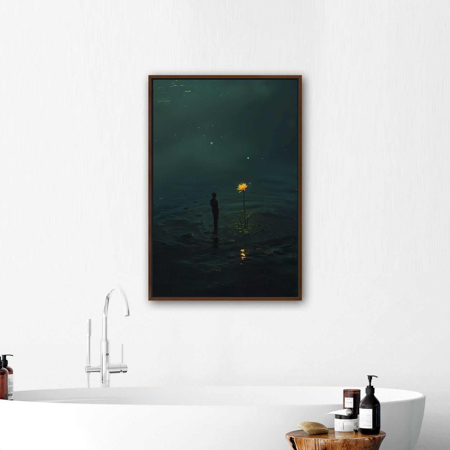 Surreal Image of Man Staring at Giant Dandelion - Hope's Flicker in Despair's Abyss