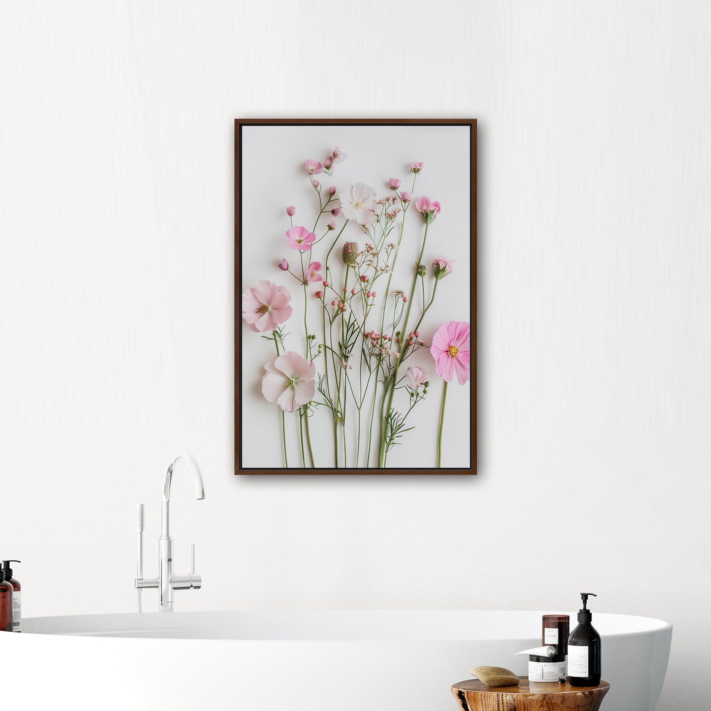 Elegant pink wildflower botanical wall art -Enchanted Blossoms