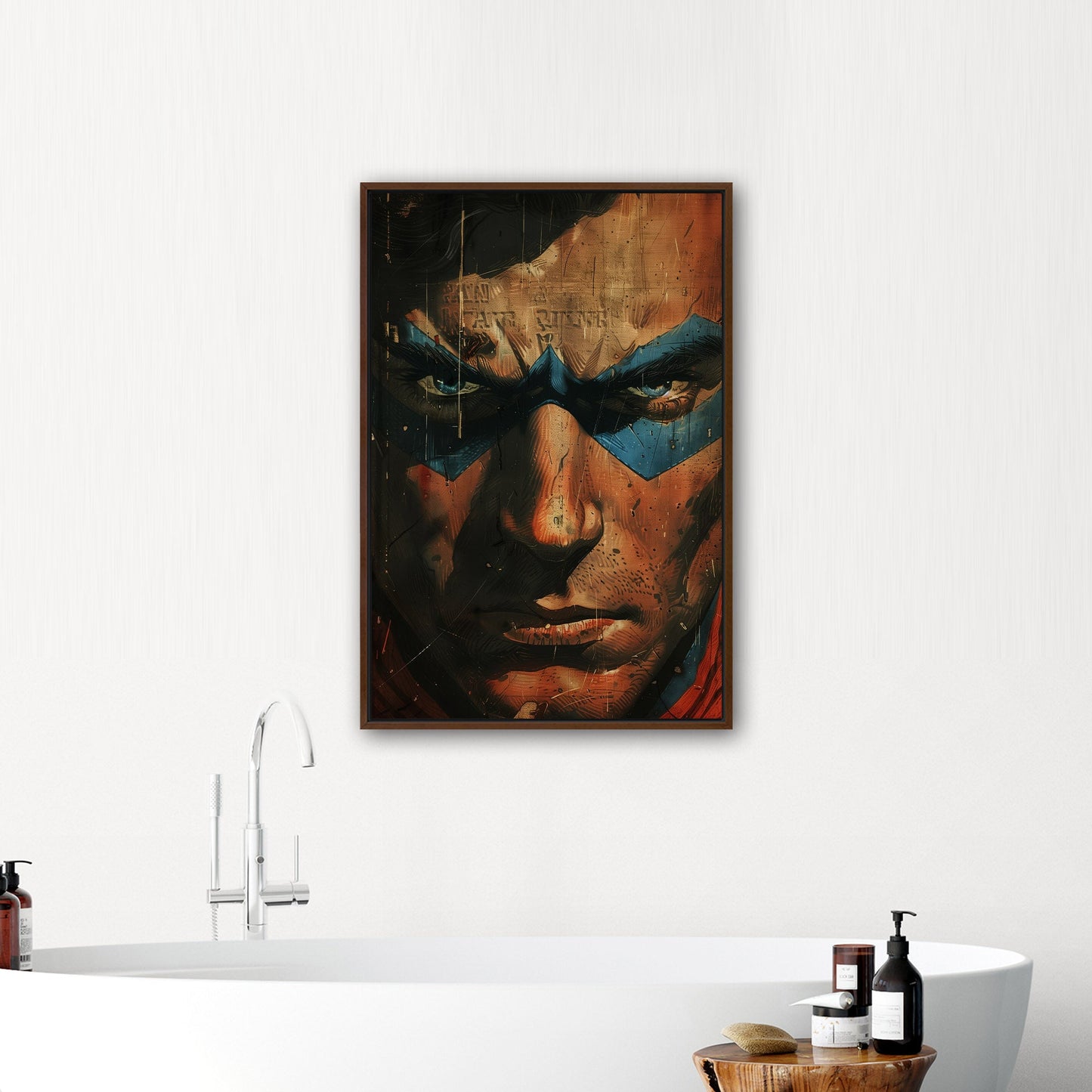 Comicbook style closeup superhero face portrait - Epic Heroic Vintage Comic Closeup Art