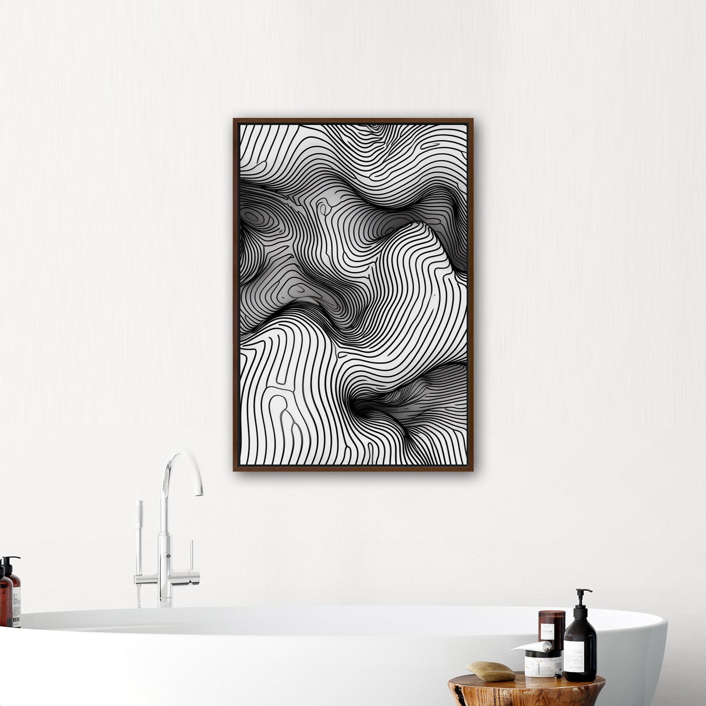 Abstract topographic black and white texture - Ethereal Oscillations
