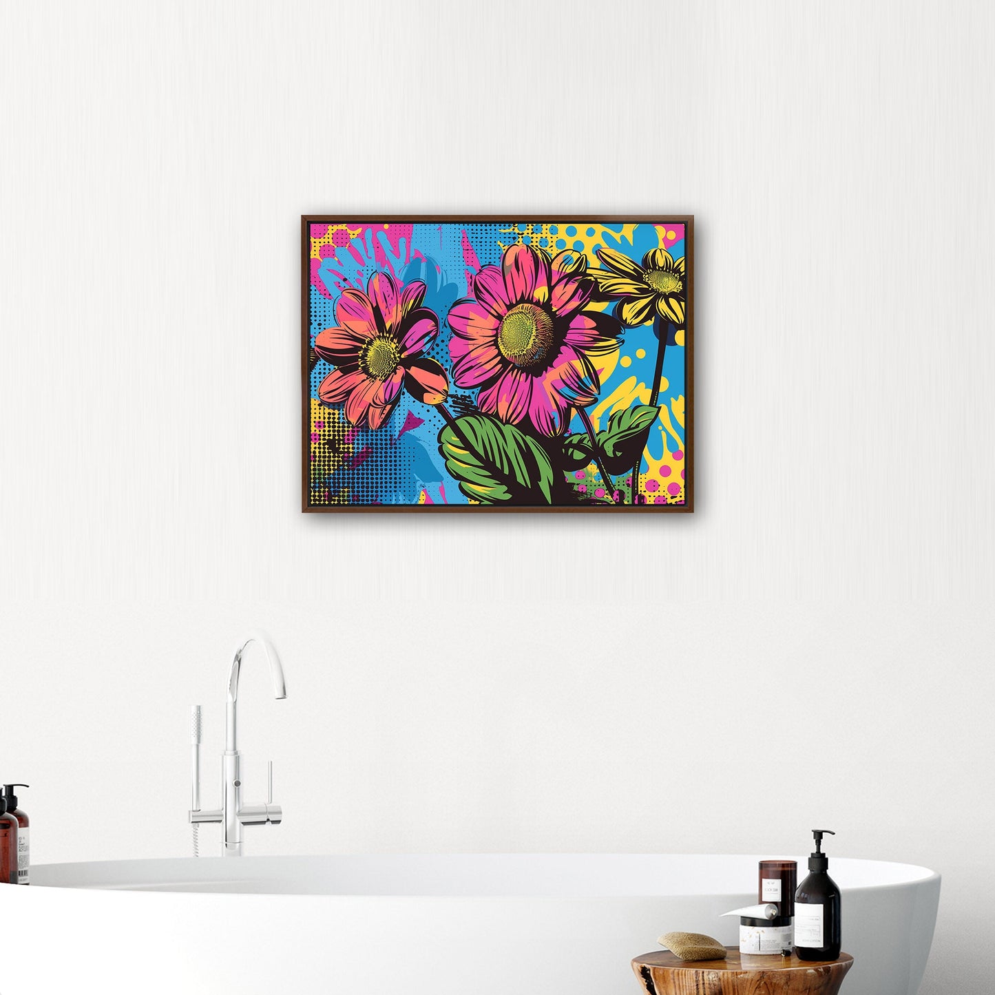 Flowers in Pop Art Printed Style - Blossoms of Creativity