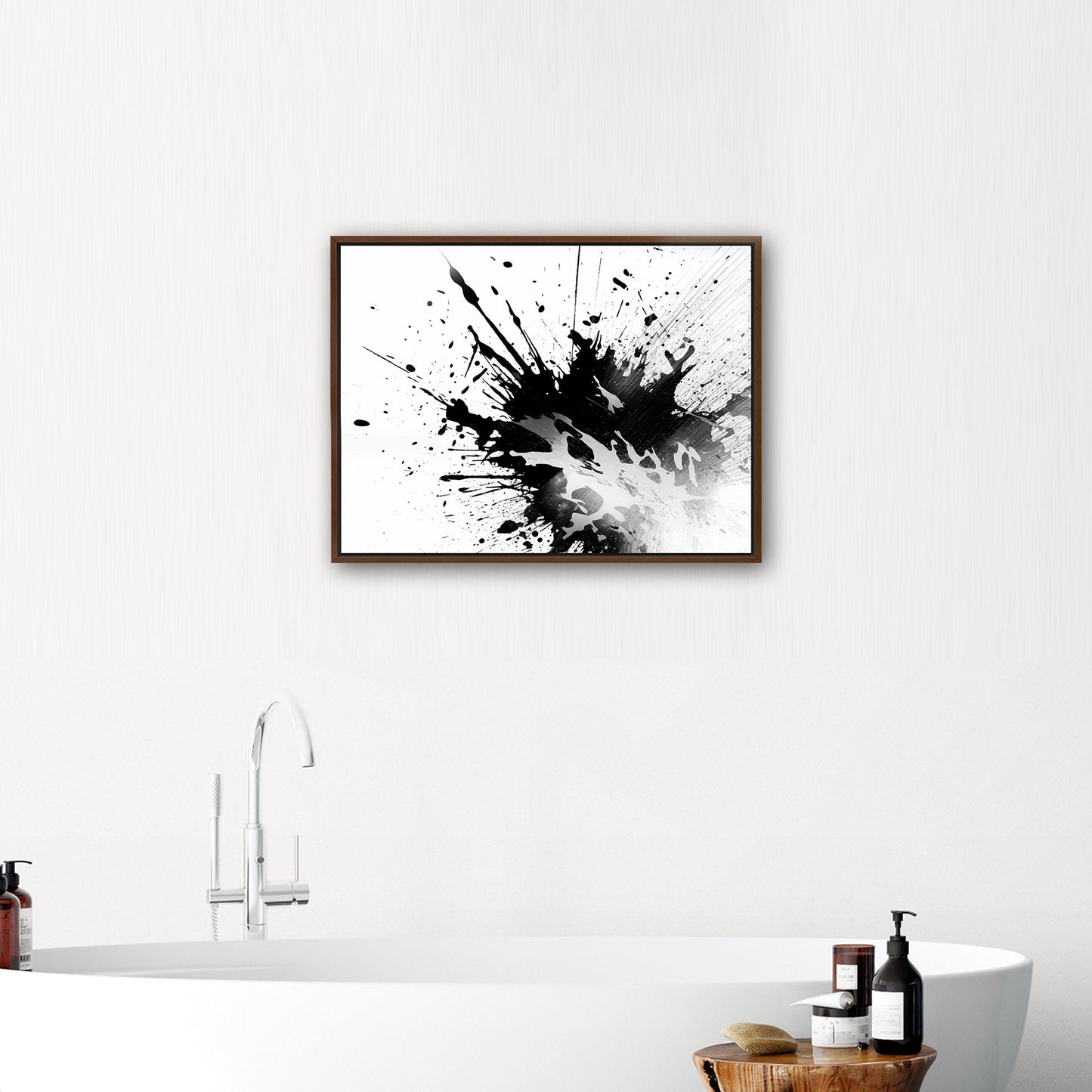 Black and white abstract ink splatter art - Captivating Monochrome Ink Splatter Zen