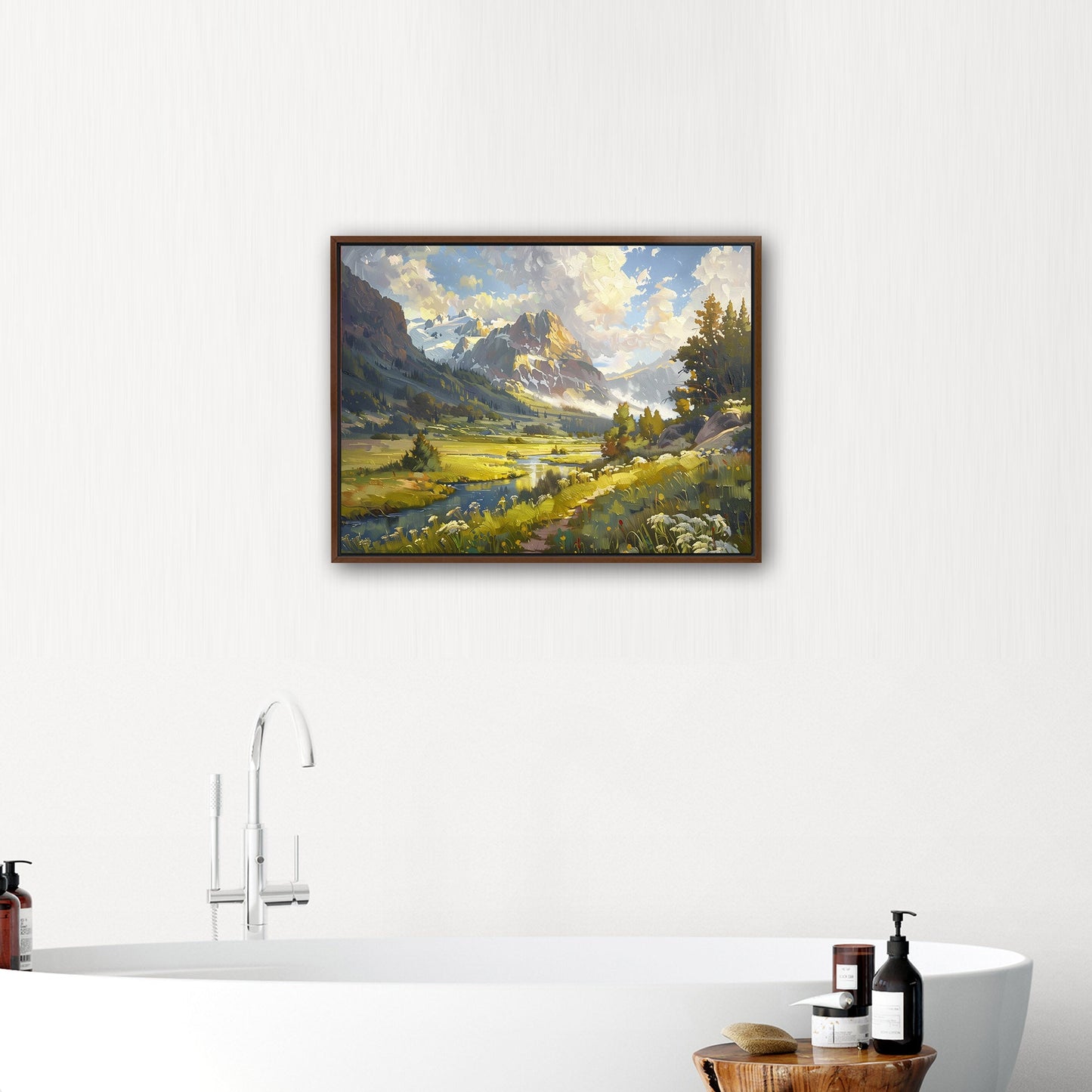Vibrant landscape oil painting capturing nature's essence - Enriched Elegance