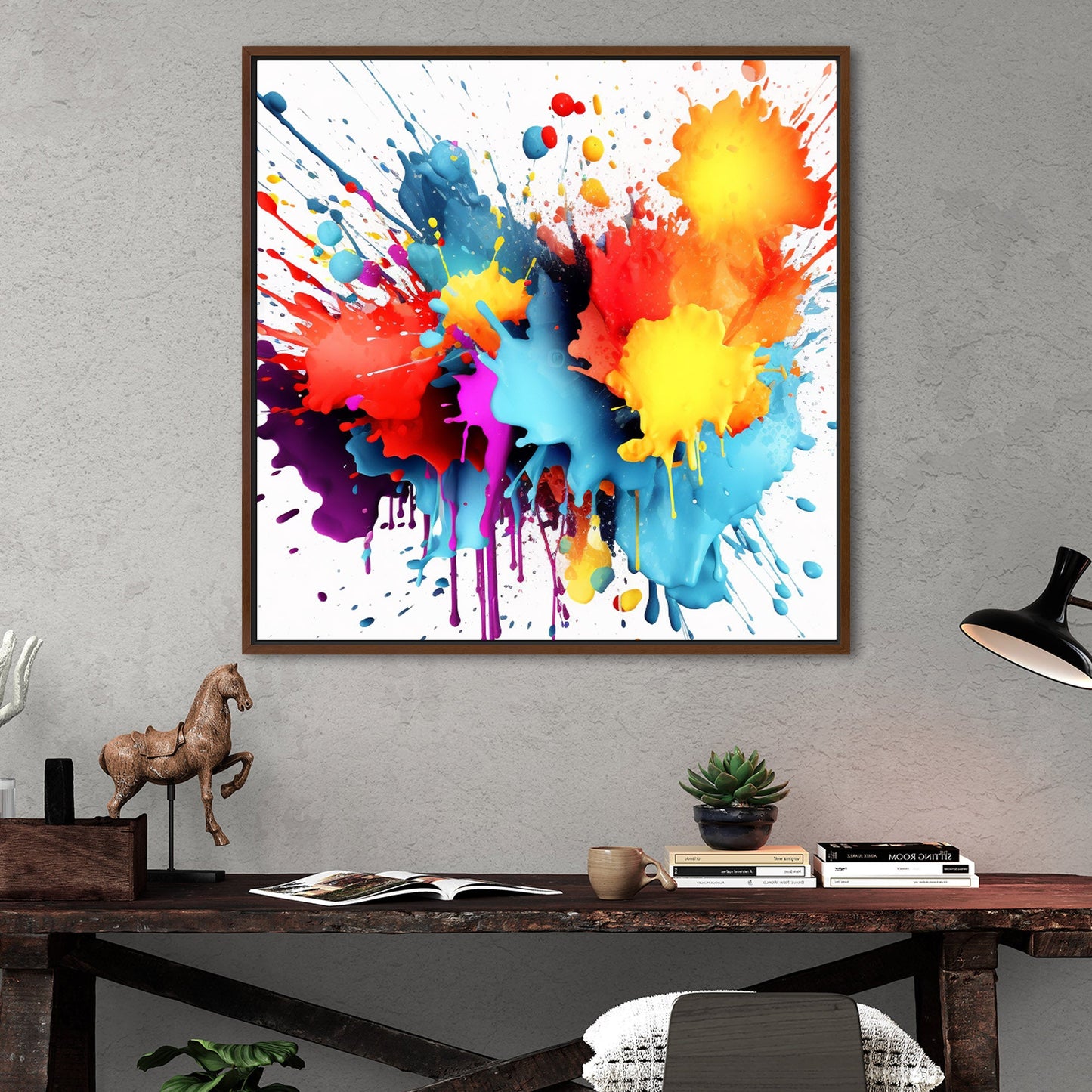 3D Digital Render of Splattered Colors - Vivid Spectrum Splatter Art