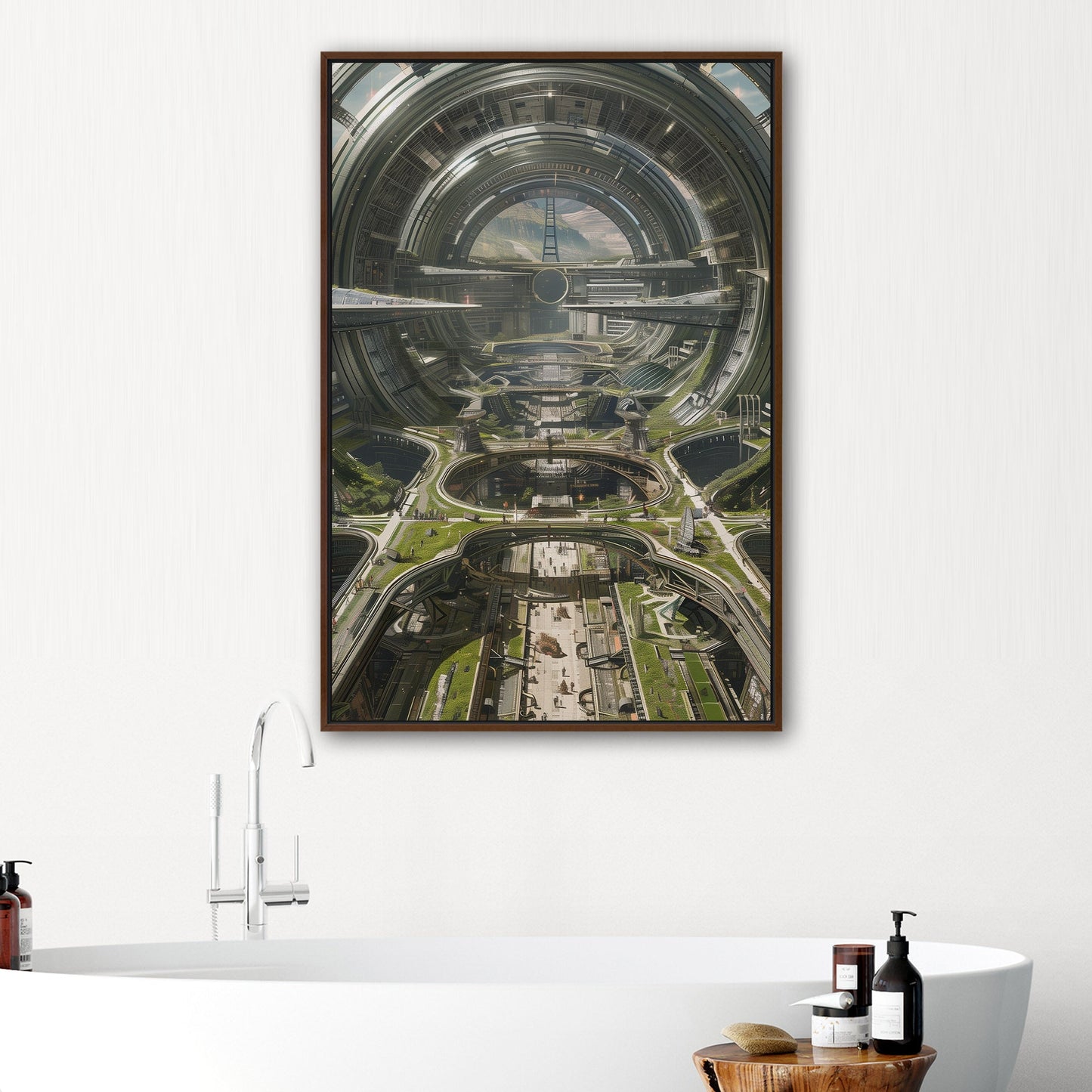 Digital Concept art of a future cityscape - Utopian Cyborg City