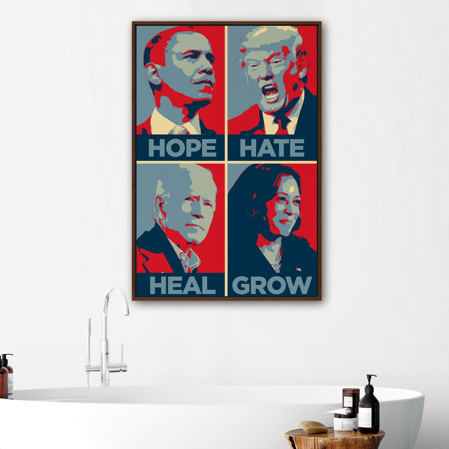 Obama, Trump, Biden, Harris - Hope, Hate, Heal, Grow Hope-style Poster 2024 Presidential Election