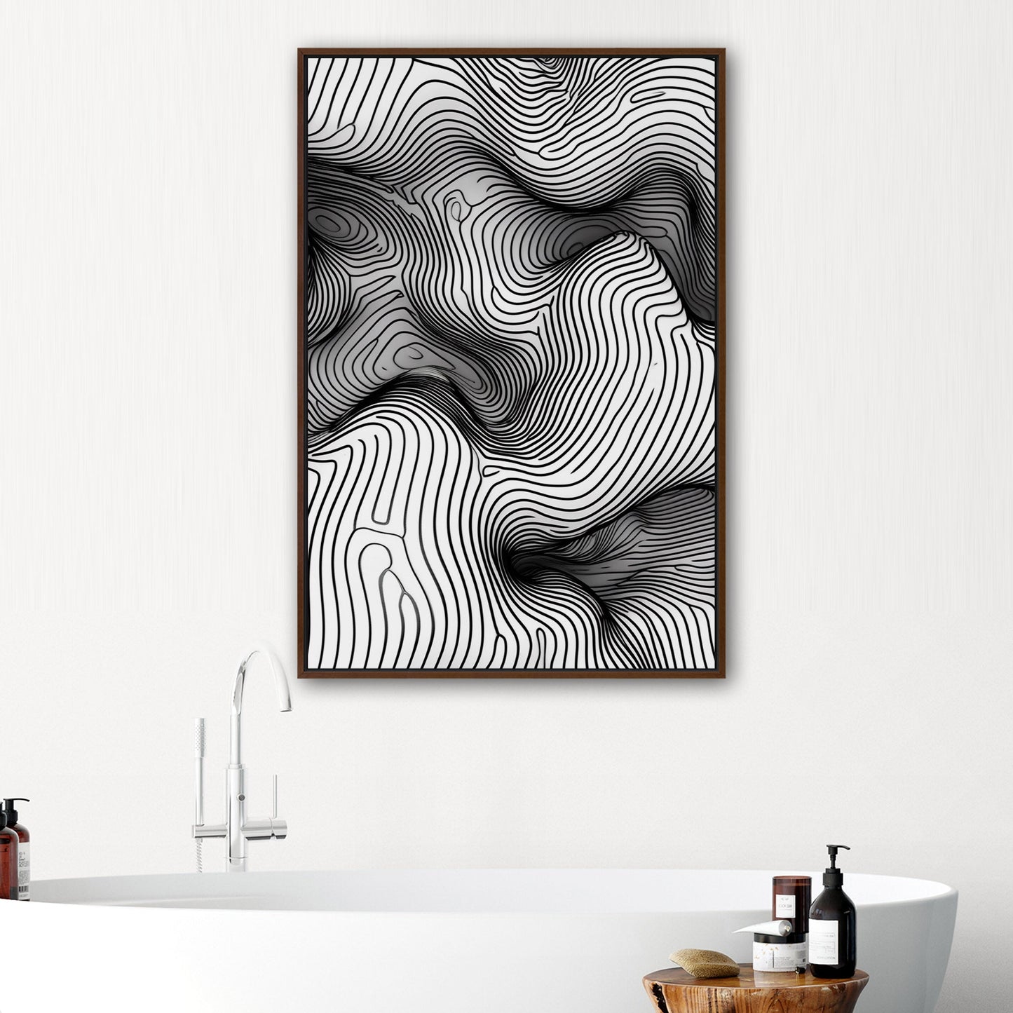 Abstract topographic black and white texture - Ethereal Oscillations