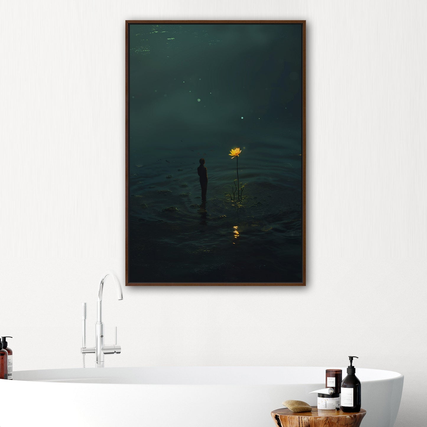 Surreal Image of Man Staring at Giant Dandelion - Hope's Flicker in Despair's Abyss