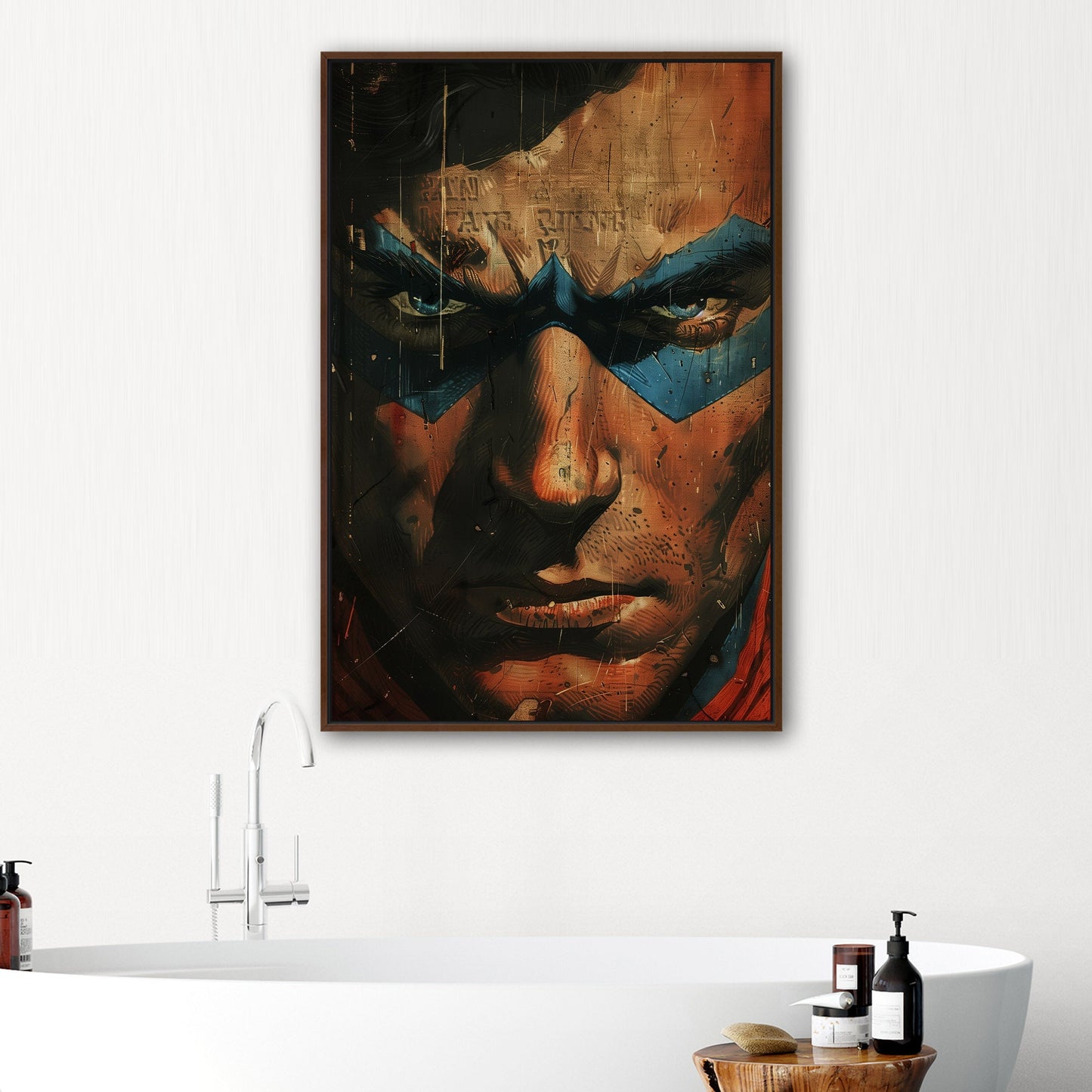 Comicbook style closeup superhero face portrait - Epic Heroic Vintage Comic Closeup Art