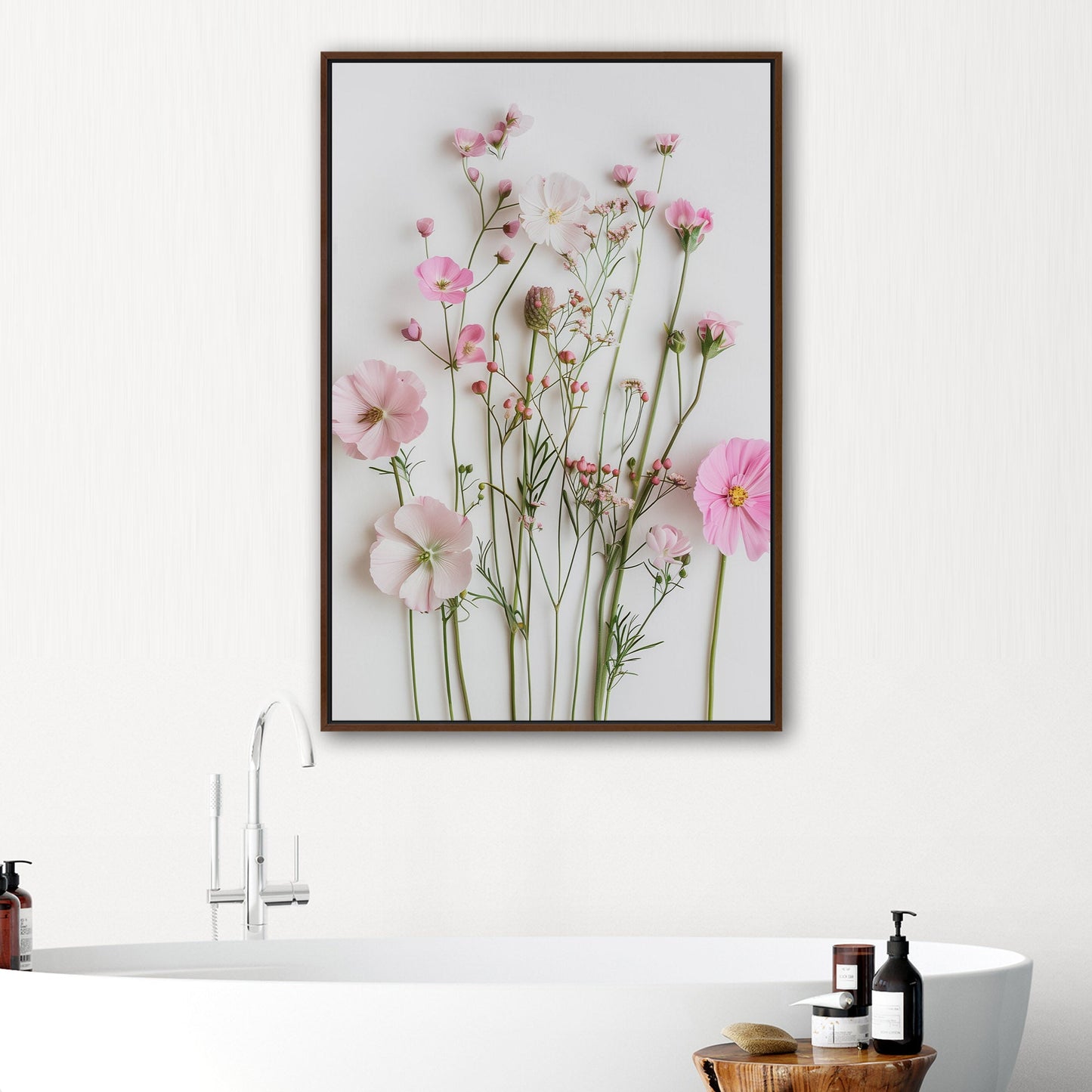 Elegant pink wildflower botanical wall art -Enchanted Blossoms