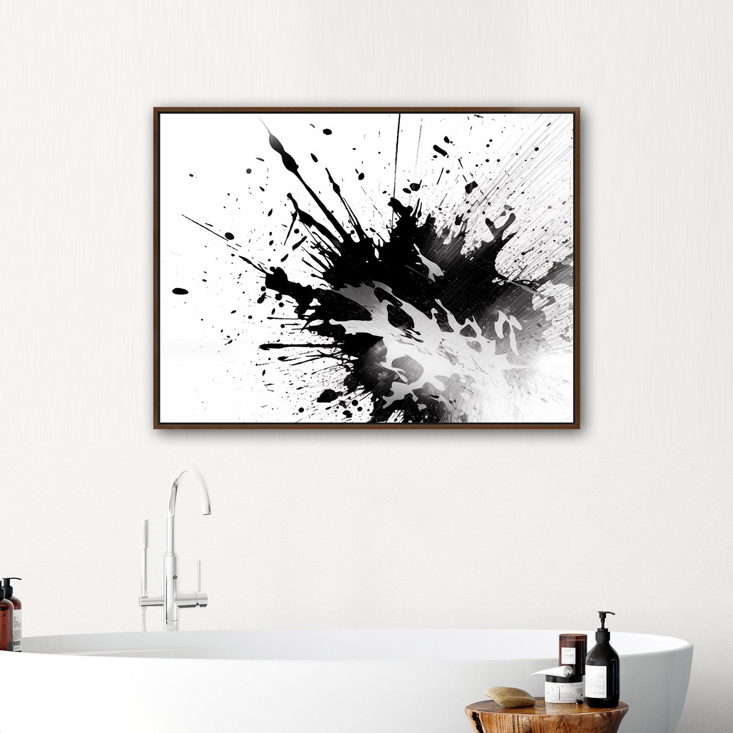 Black and white abstract ink splatter art - Captivating Monochrome Ink Splatter Zen