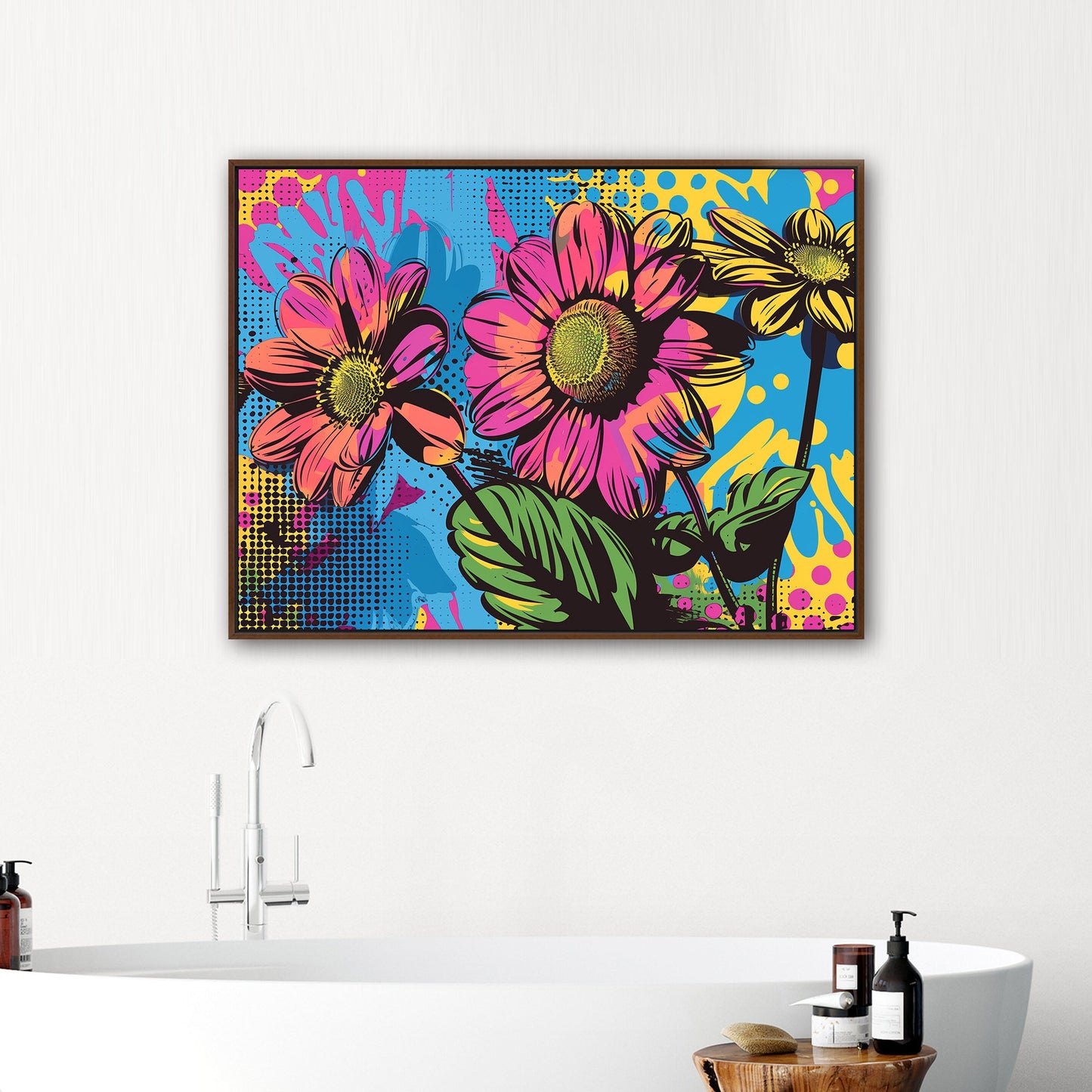 Flowers in Pop Art Printed Style - Blossoms of Creativity