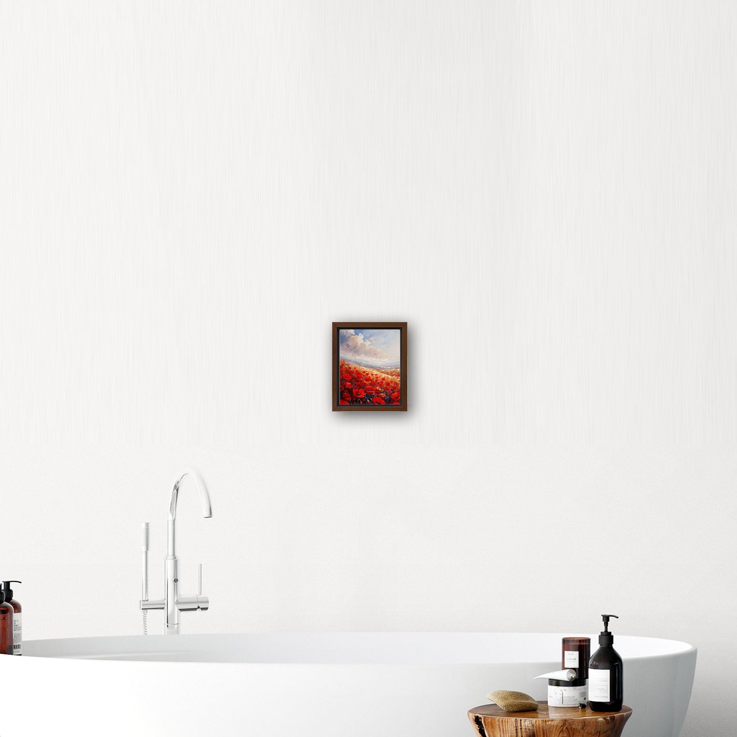 Poppy Field Painting in Minimalist Style - Serene Elegance