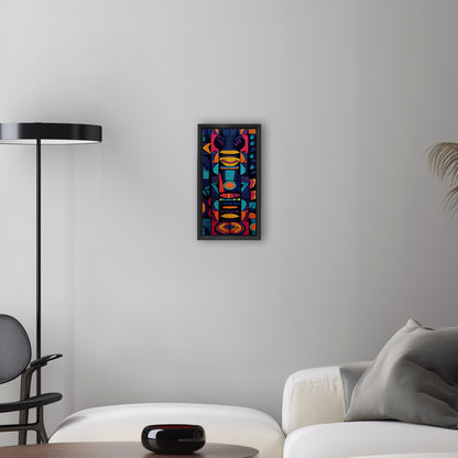 Tribal Totem Style Abstract Painting - Tribal Rhythms: Bold & Vibrant