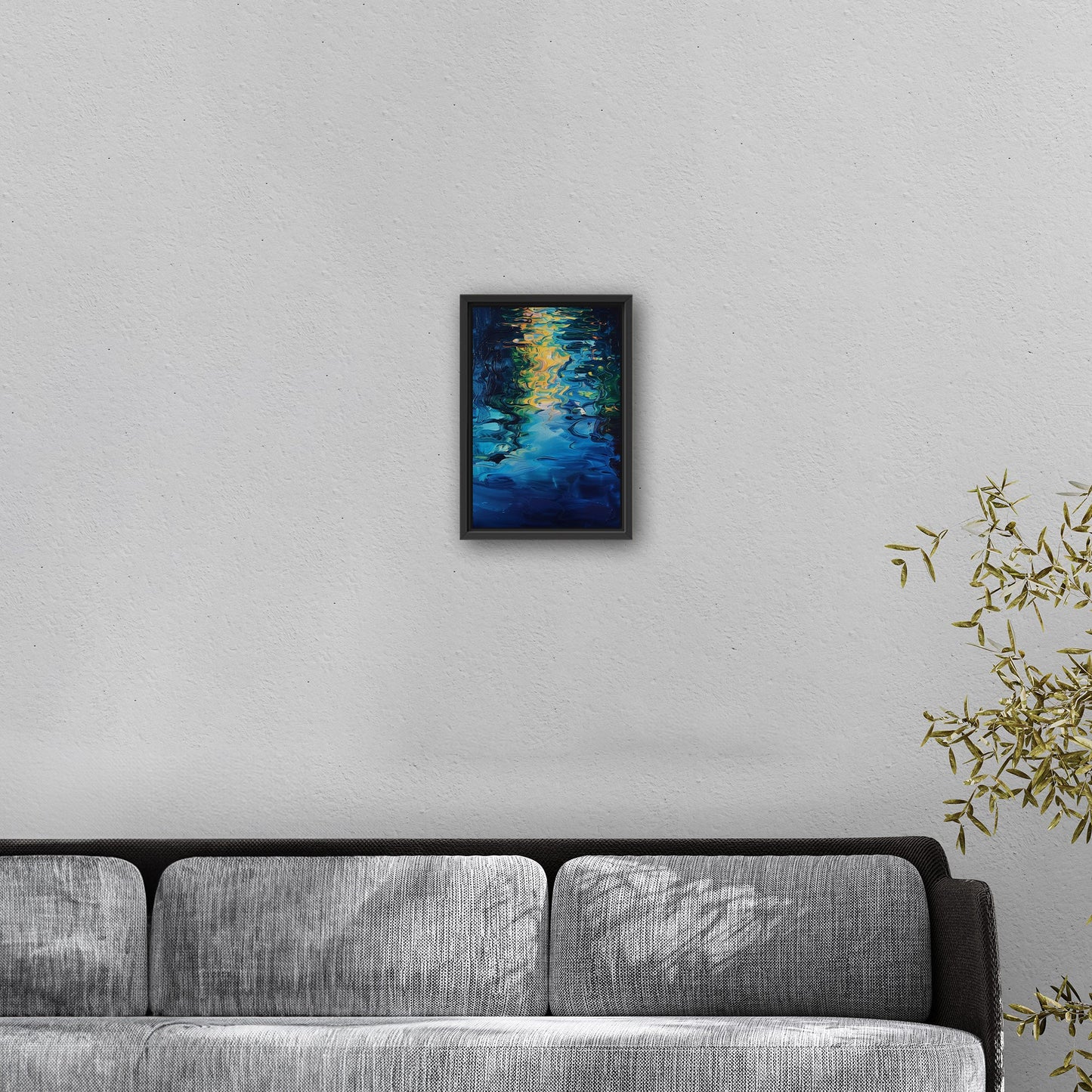 Mesmerizing abstract oil painting of water with vibrant ripples - Enchanting Oasis