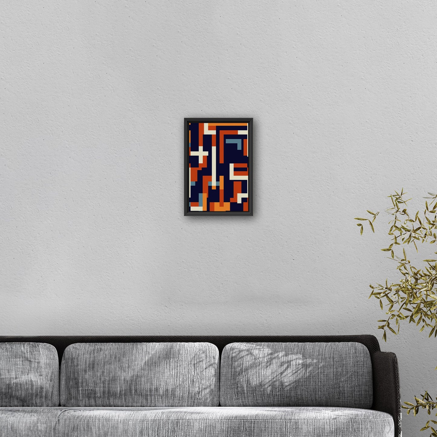 Geometric abstract wall art in blue and gold - Zenith Bliss