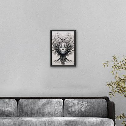 Sleek black and white tree artwork, elegance - Botanical Noir