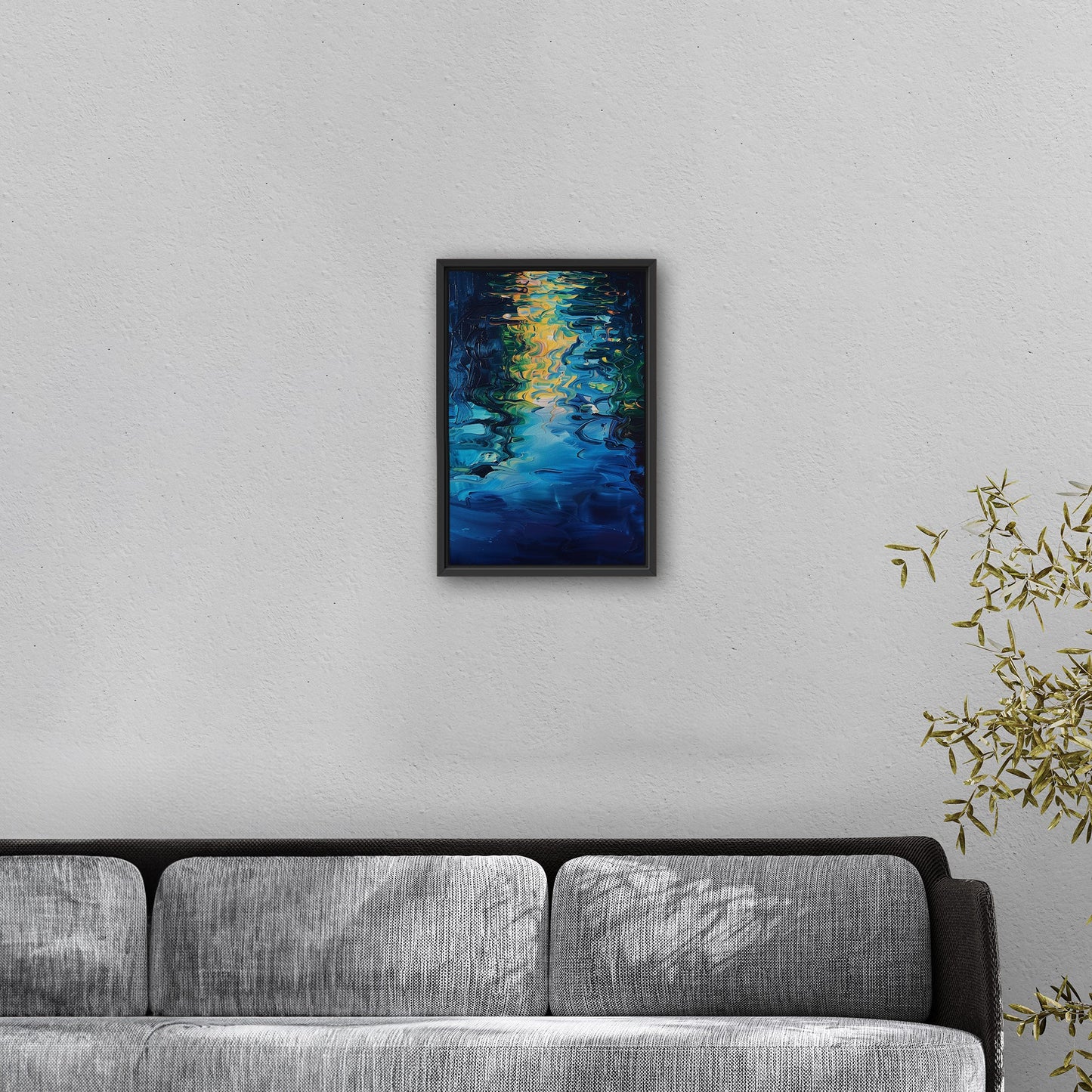 Mesmerizing abstract oil painting of water with vibrant ripples - Enchanting Oasis