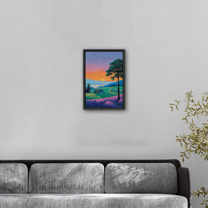 Vintage sunset house on canvas - Serenity Sunset Glow