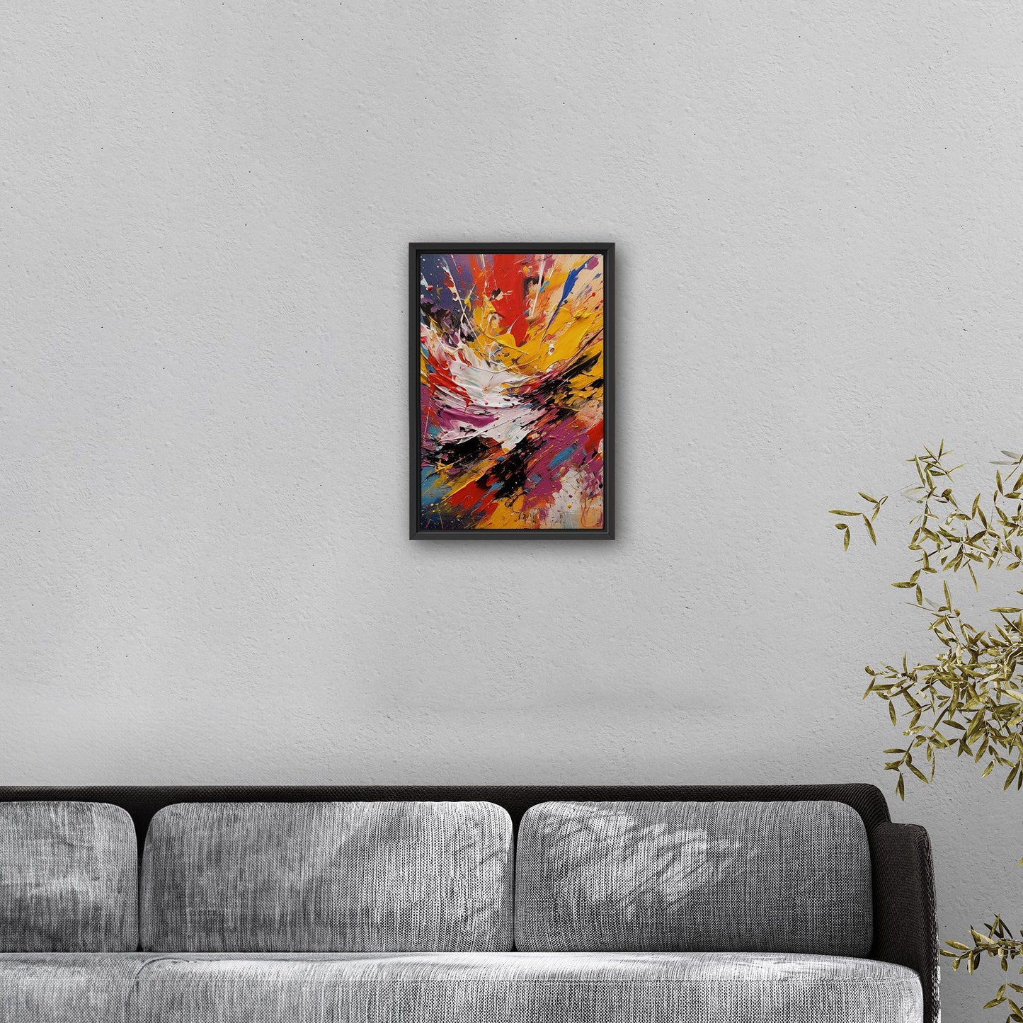 Vibrant abstract art piece with paint splatters - Eclectic Dream