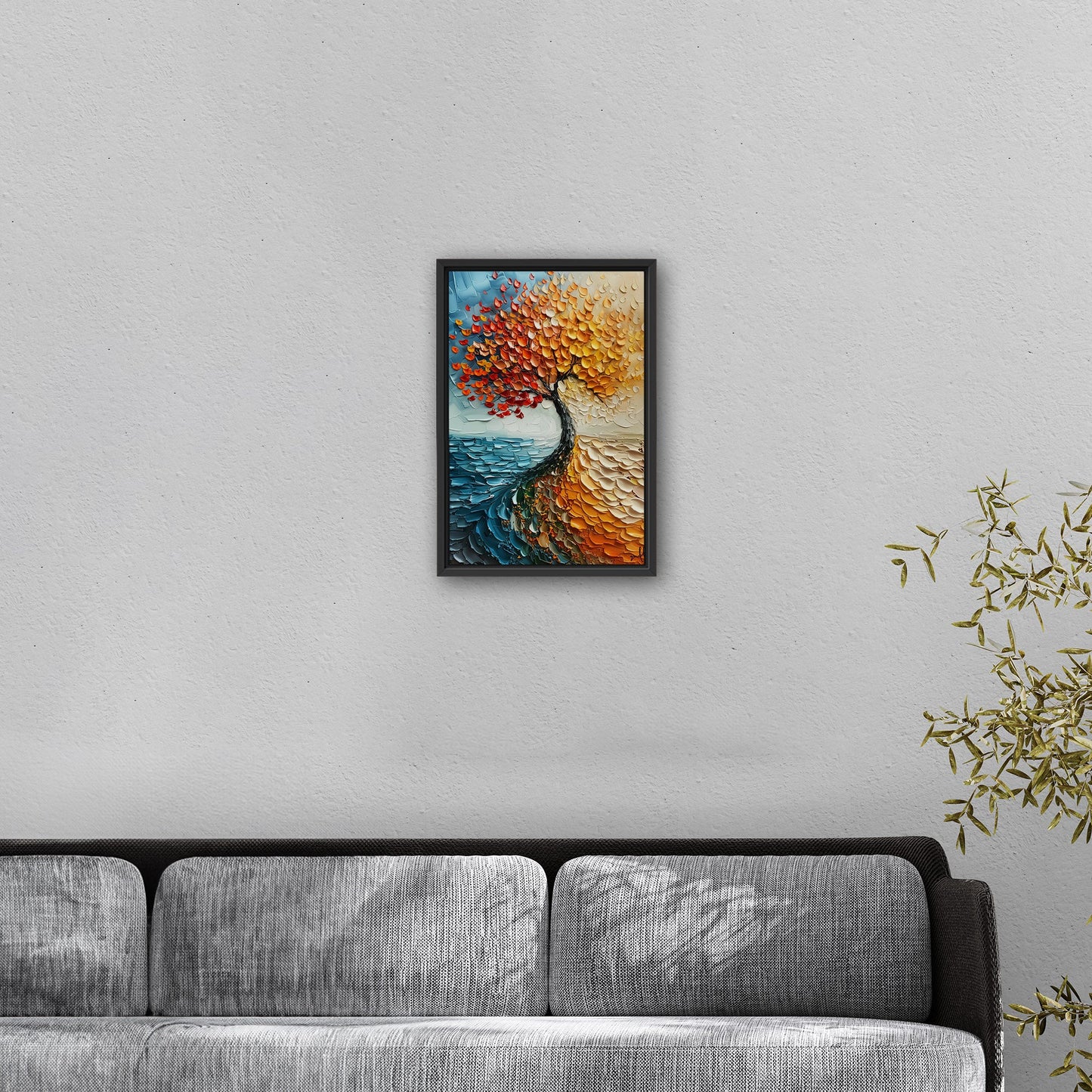 Stylized Tree of Life in Blues and Orange - Energy Elation