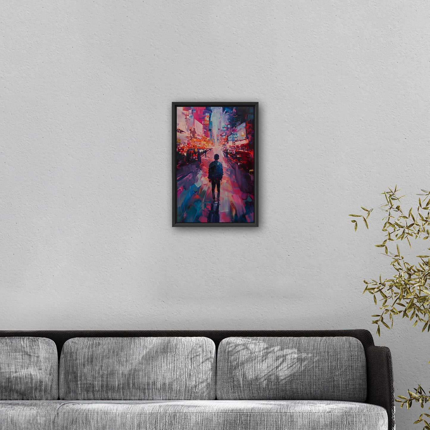 Impressionistic Painting of Modern City in Vibrant Pinks and Blues - Embrace the Vision