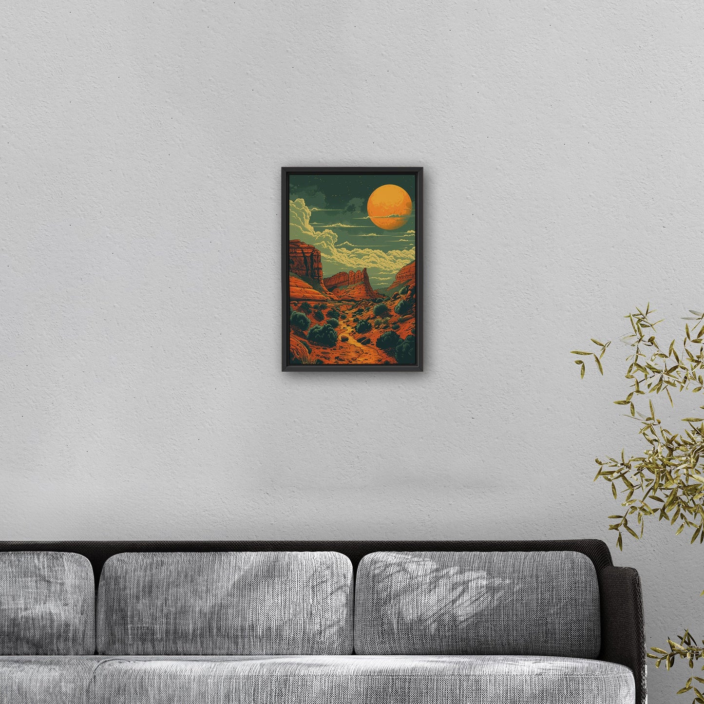 Red Rocks Desert Stylized Illustration - Red Reverie