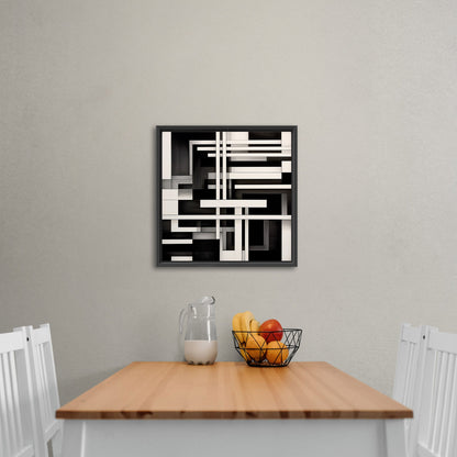 Black and White Geometric Abstract Painting - Sleek Serenity