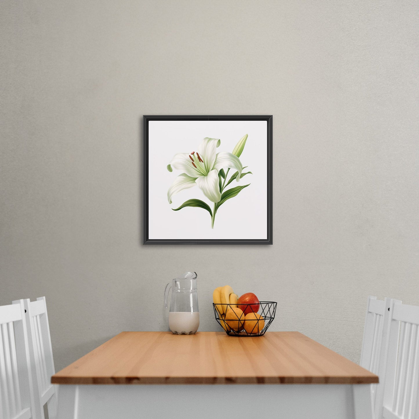 Painting of a Single Lily Highly Detailed on White Background - Lily Elegance