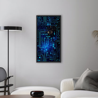 Impressionistic Circuit Board Painting - Electric Binary Dreams