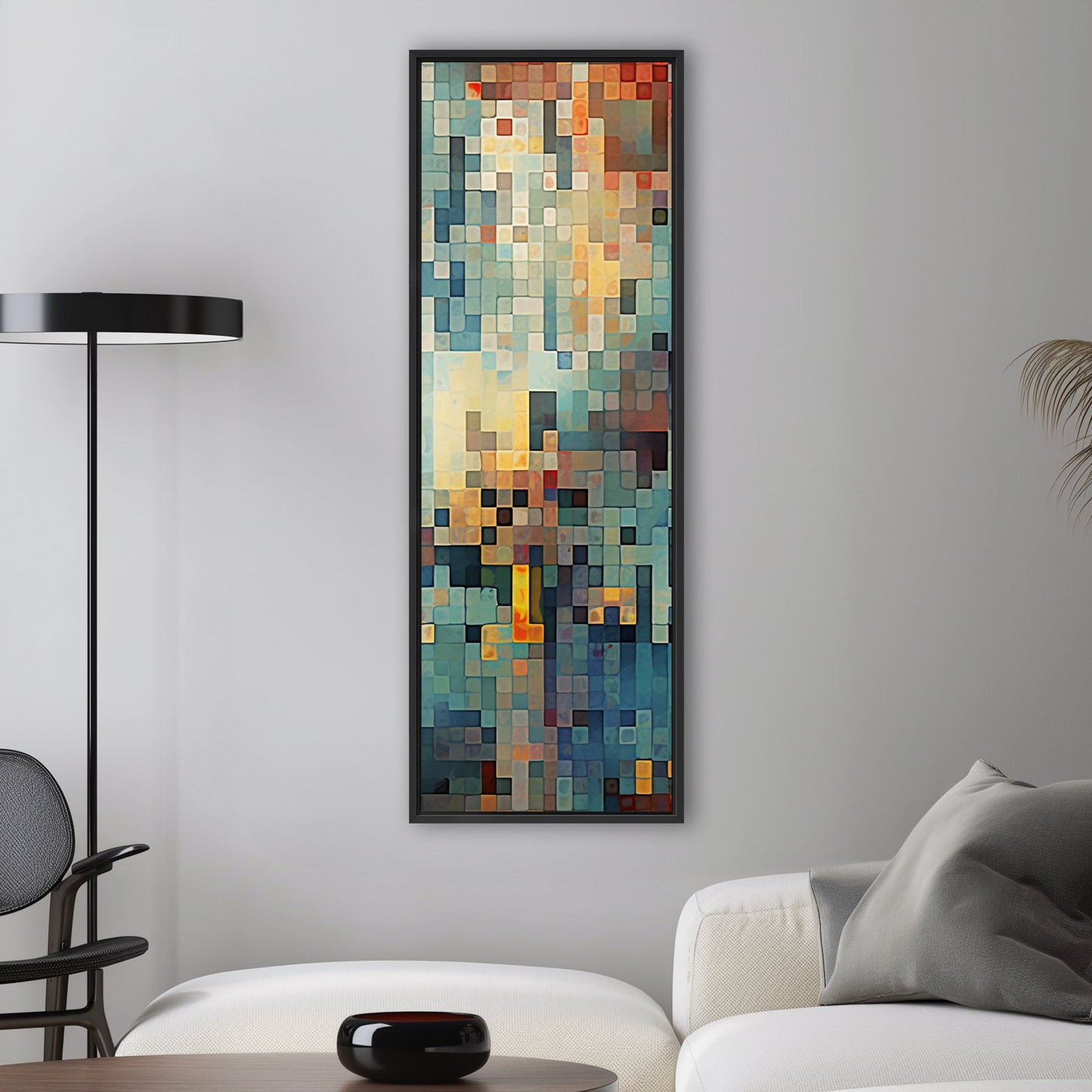 Abstract Geometric Squares Painting - Digital Retro Geometric Mosaic Art