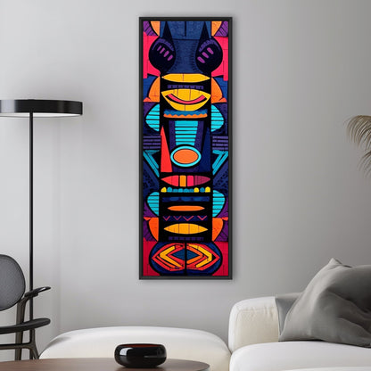 Tribal Totem Style Abstract Painting - Tribal Rhythms: Bold & Vibrant