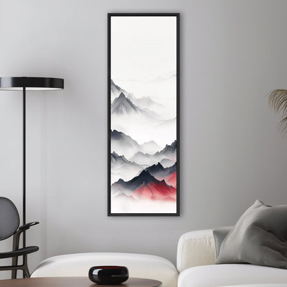 Minimalist Mountain Peaks on White Background - Ethereal Summit