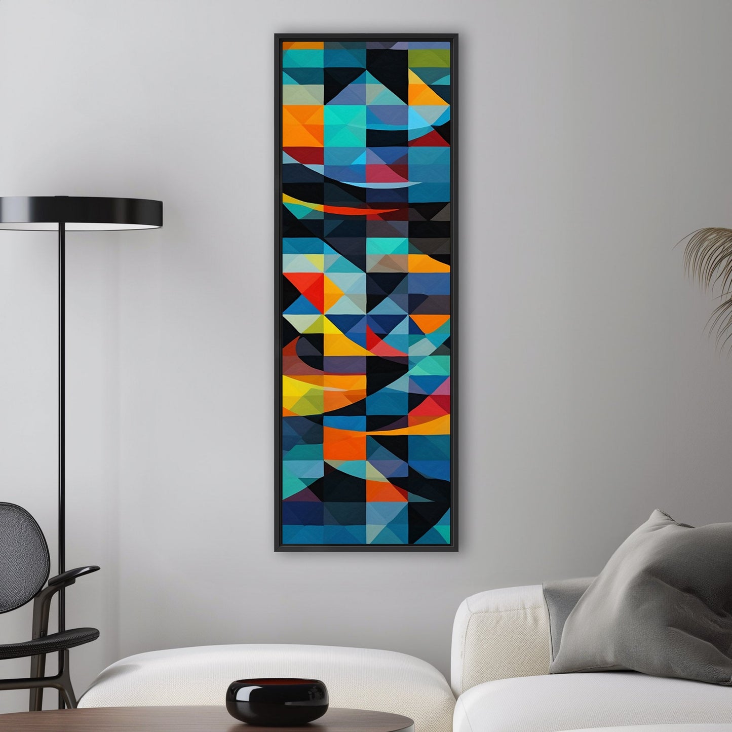 Geometric Abstracts Digital Render in Blues, Blacks and Yellows - Geometric Symphony of Color