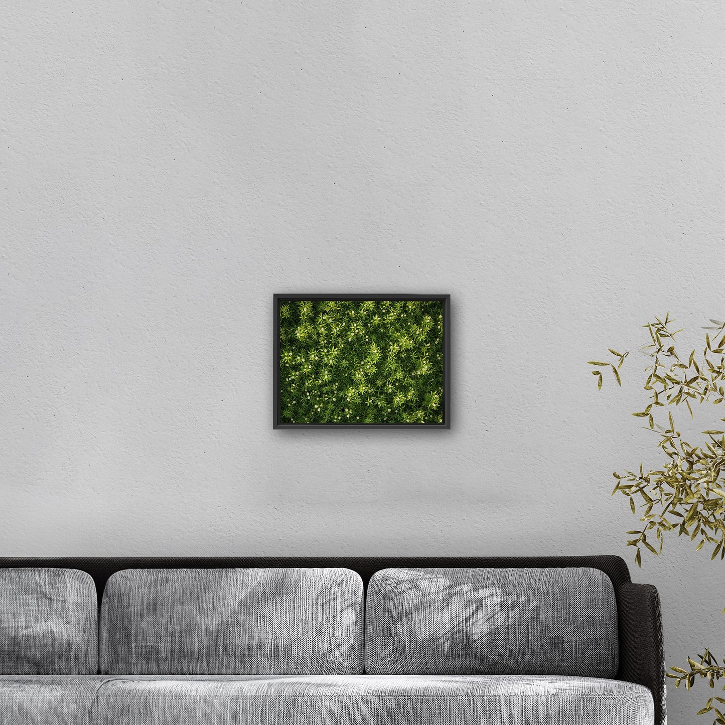 Stunning wall art with lush greens and tiny wildflowers - Enchanted Oasis