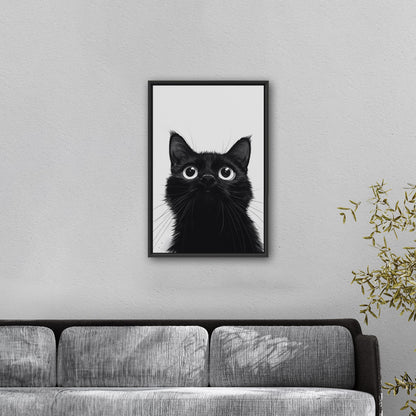 Whimsical cat peering over edge - Enchanted Feline