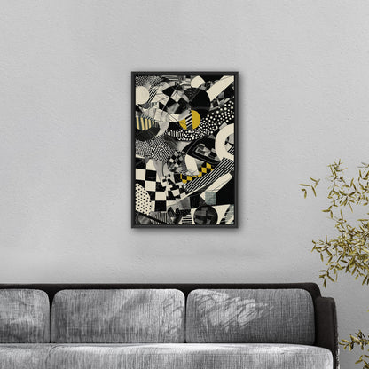 Black and White Geometric Abstract Painting - Cosmic Chaos